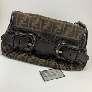 Vintage FENDI Tobacco Zucca Print Canvas B Bis Bag